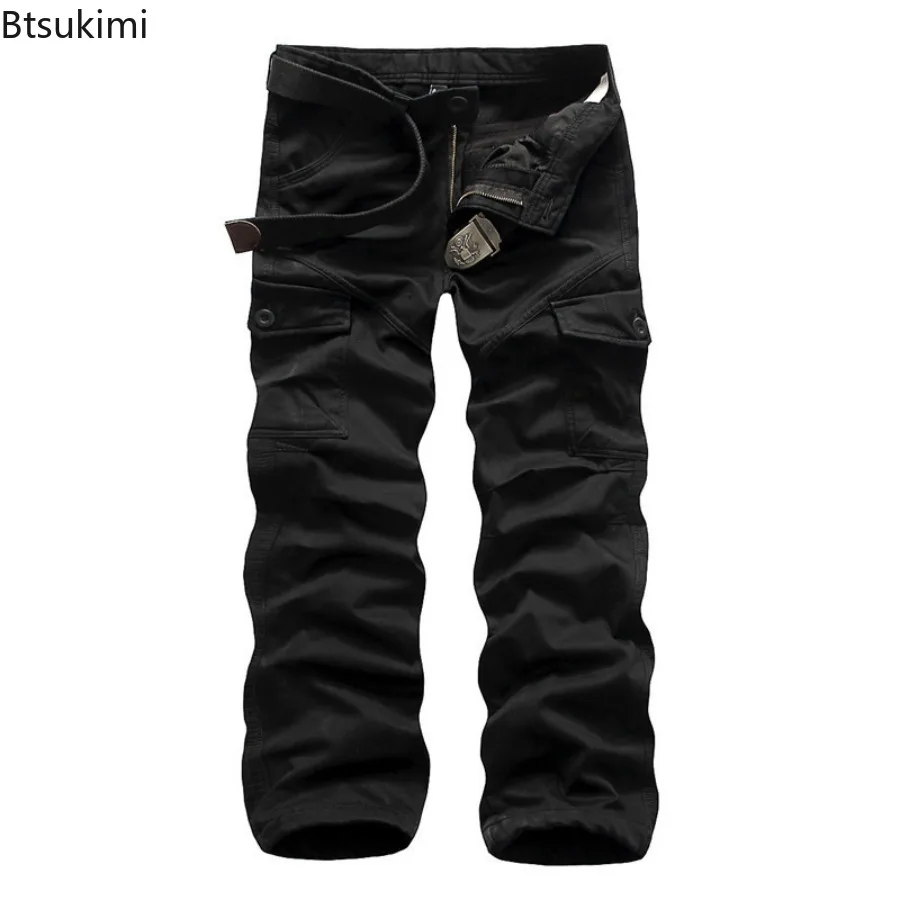 Men's Velvet Thickened Camouflage Cargo Pants Fashion Multi Pockets Tactical Combat Trousers Loose Outdoor Casual Pants for Male