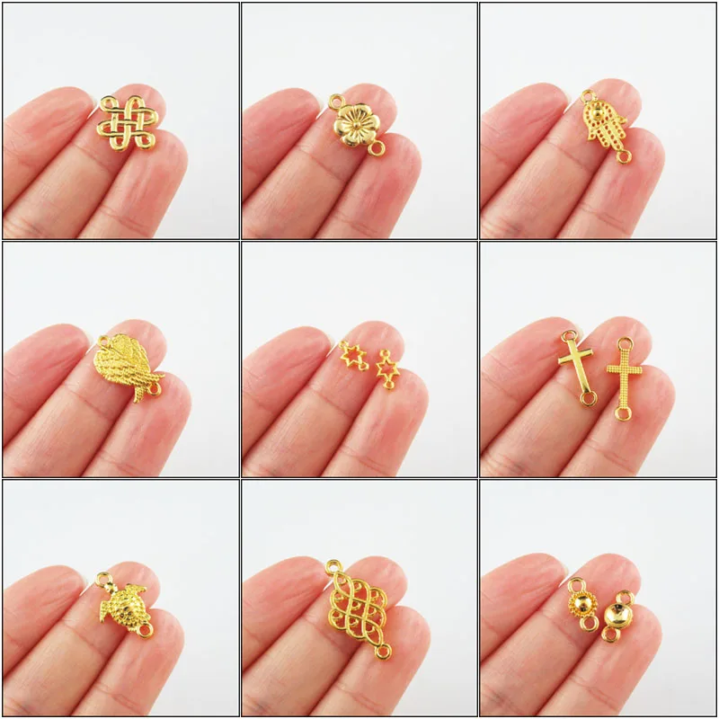 Fashion New Animal Tortoise Palm Flower Cross Chinese Knot Gold Plated Connetors For Gifts Jewelry