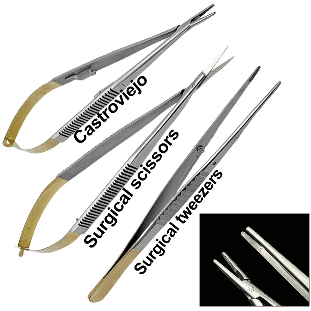 Implant ortodontyczny dentystyczny Castroviejo uchwyty igłowe narzędzie Ce implant proste kleszcze z Tc 18Cm instrument dentystyczny narzędzia