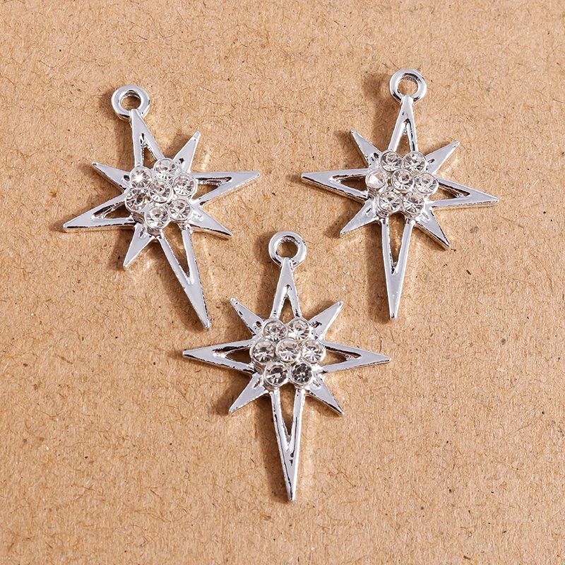 10 Stück 29*12mm Strass Stern Anhänger Charms für Schmuckherstellung Halskette Ohrringe DIY Armband Zubehör Zubehör – Detail 4