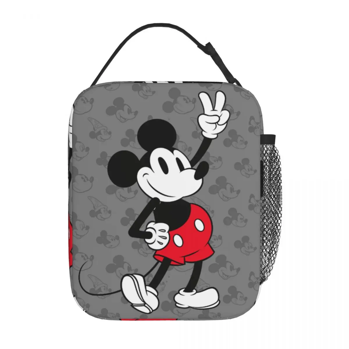 Tas makan siang terisolasi Mickey Mouse klasik, wadah makanan portabel tas Tote kotak makan siang pantai luar ruangan untuk anak laki-laki perempuan