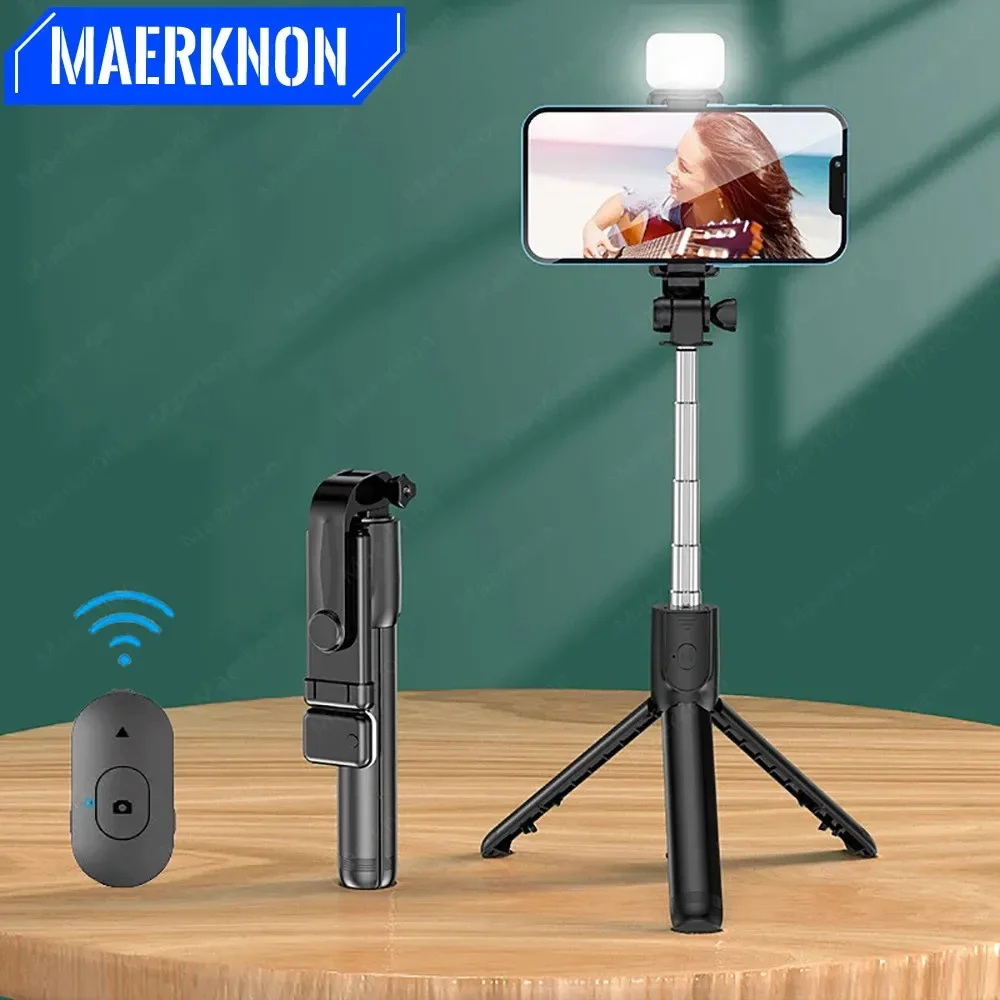 حامل هاتف ثلاثي القوائم للهاتف الخلوي اللاسلكي بتقنية البلوتوث مع مصراع تحكم عن بعد Monopod خفيف لهاتف iPhone Xiaomi