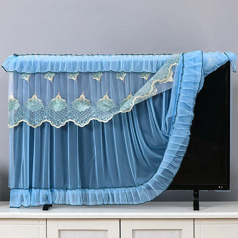 TV Screen Monitor Protector Cover 55/60/65/70/75inch Television LCD Protector Lace Embroidery Dust Cover Home Decorations