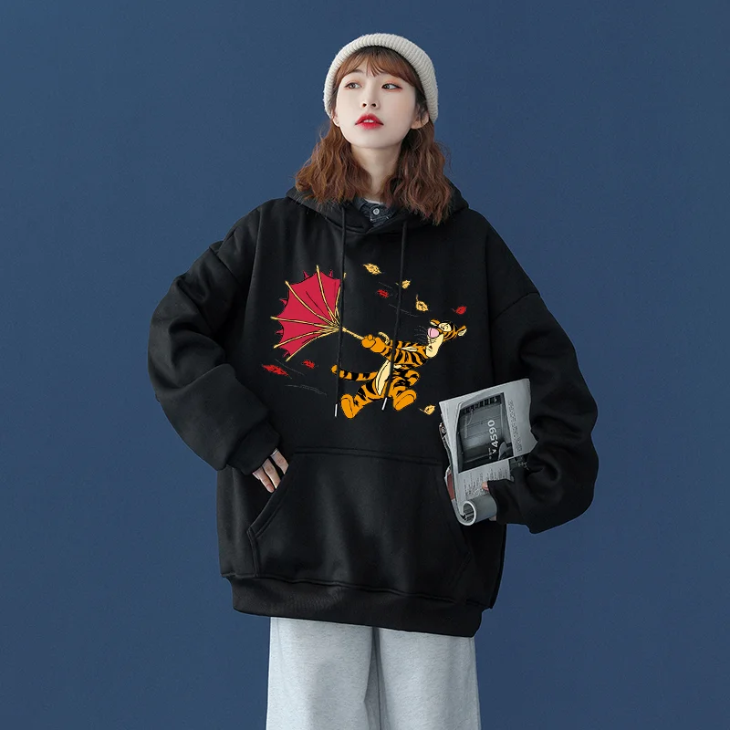 Disney The Pooh Tigger fashion hoodie long-sleeved Hoodie Spring and autumn loose casual sports street lovers the same hoodie