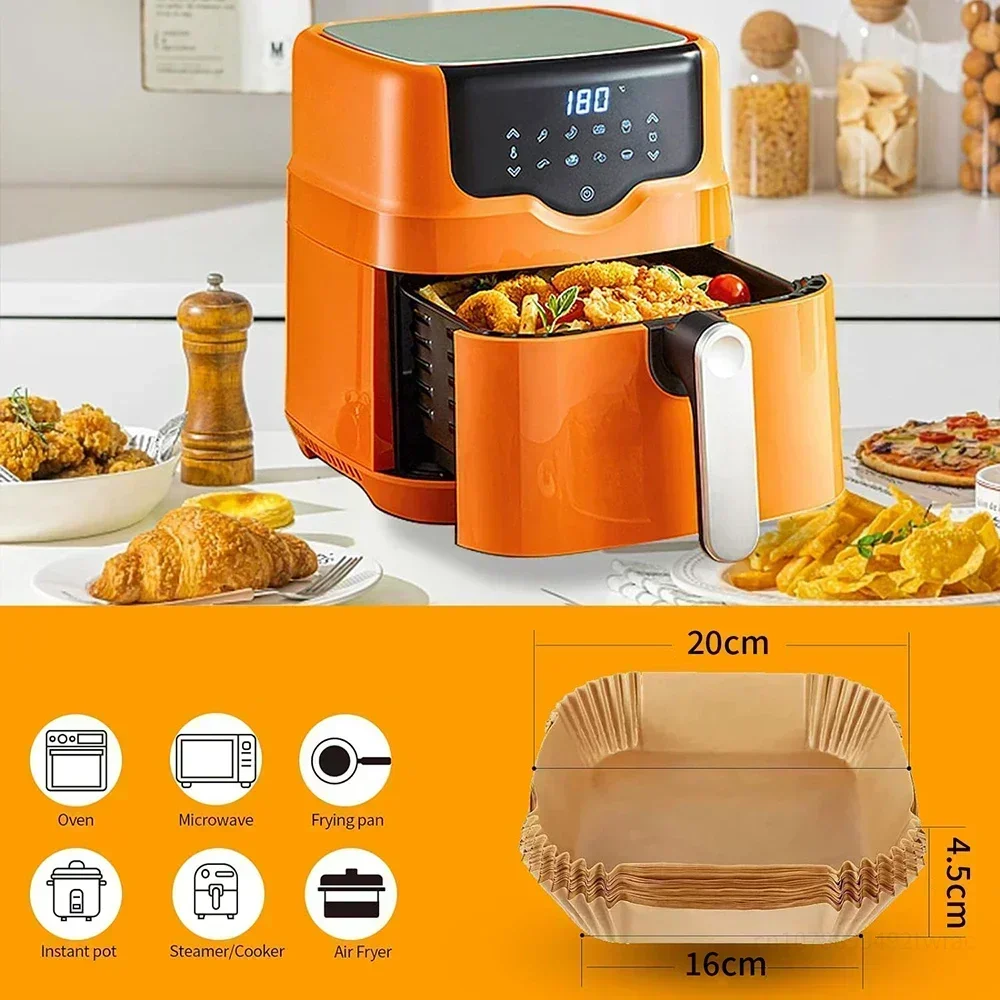 Air Fryer Papier Liner Zubehör Airfryer Backen Kochen Papier Werkzeug Friteuse Air Aerogrill Papier Form Pergament Konvektion Ofen – Detail 5
