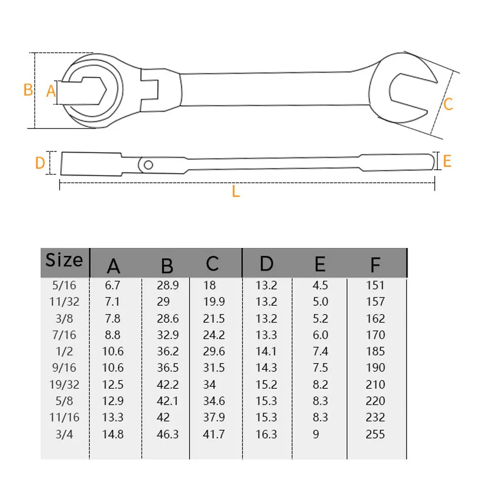 Binoax SAE Ratchet Tubing Combination Wrench 72 Teeth Flexible Open Head For Car Repair Oil Wrenches