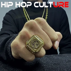 Men's exclusive hip-hop ring, domineering eagle totem, luxurious diamond inlay, suitable for rap and street gang decoration