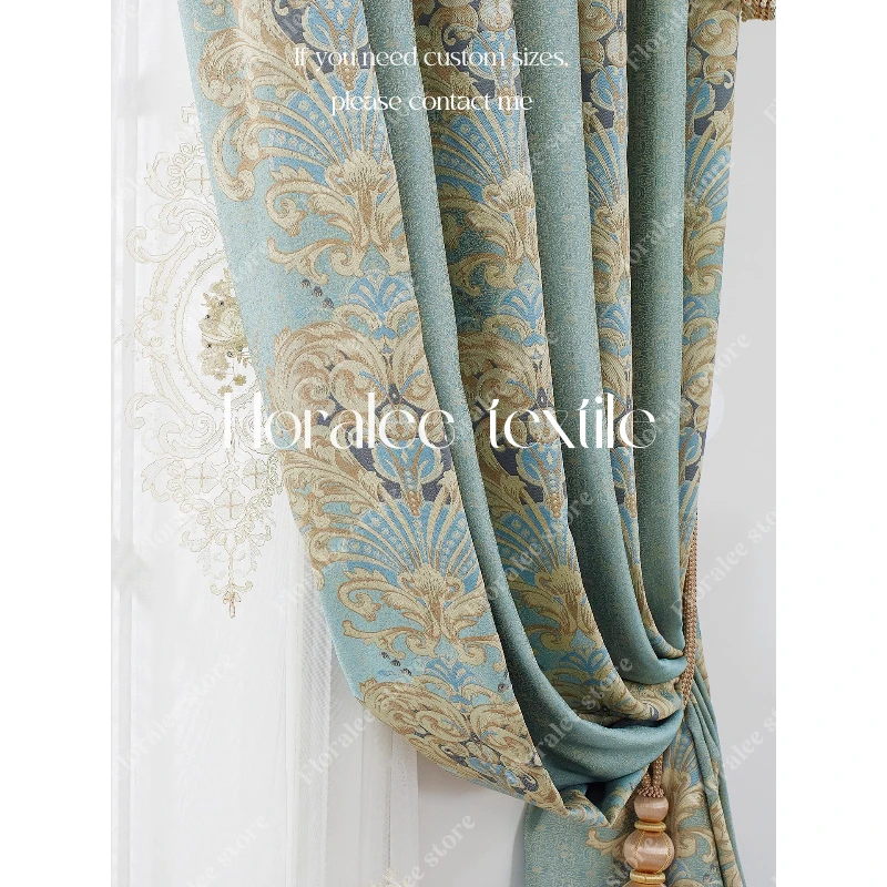 

European Style Large Flower Curtains for Living Room Luxury French Villa American Blackout Curtains for Bedroom New Curtain Head