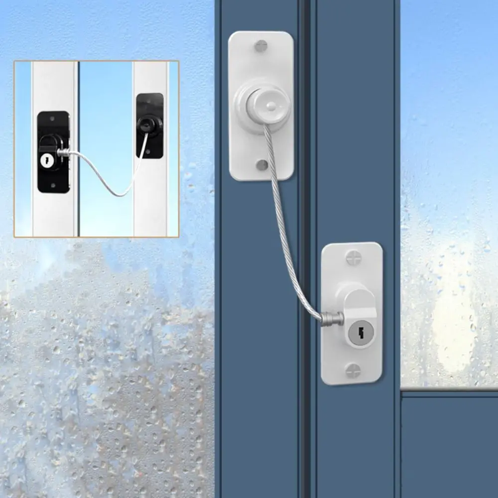 Refrigerator Lock Plastic Windows Lock with Key Children Safety Windows Lock Door Safety Restrictor Sliding Door