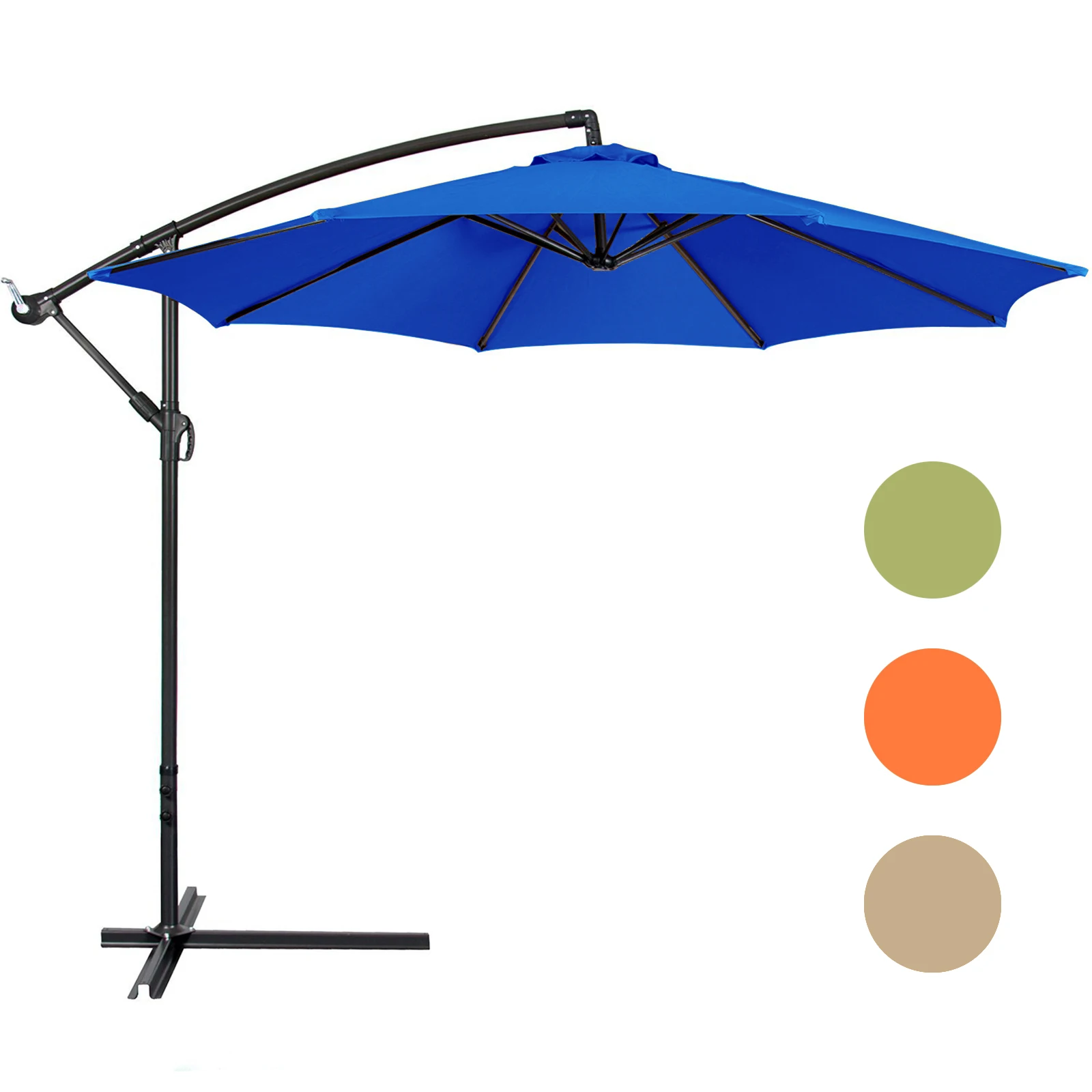 Umbrella Base Shade Cloth Canopy Only Patio Sunshade Replacement UV Protection Fits 3/2.7 Meters 6 Bone Outdoor Parasol