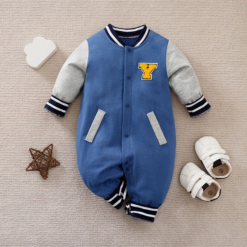 Newborn Baby Baseball Clothes 0 3 6 9 12 Months Boston Cotton Long Sleeve Footies Toddler Boy Clothes Kids Jumpsuit Pyjama Bebe