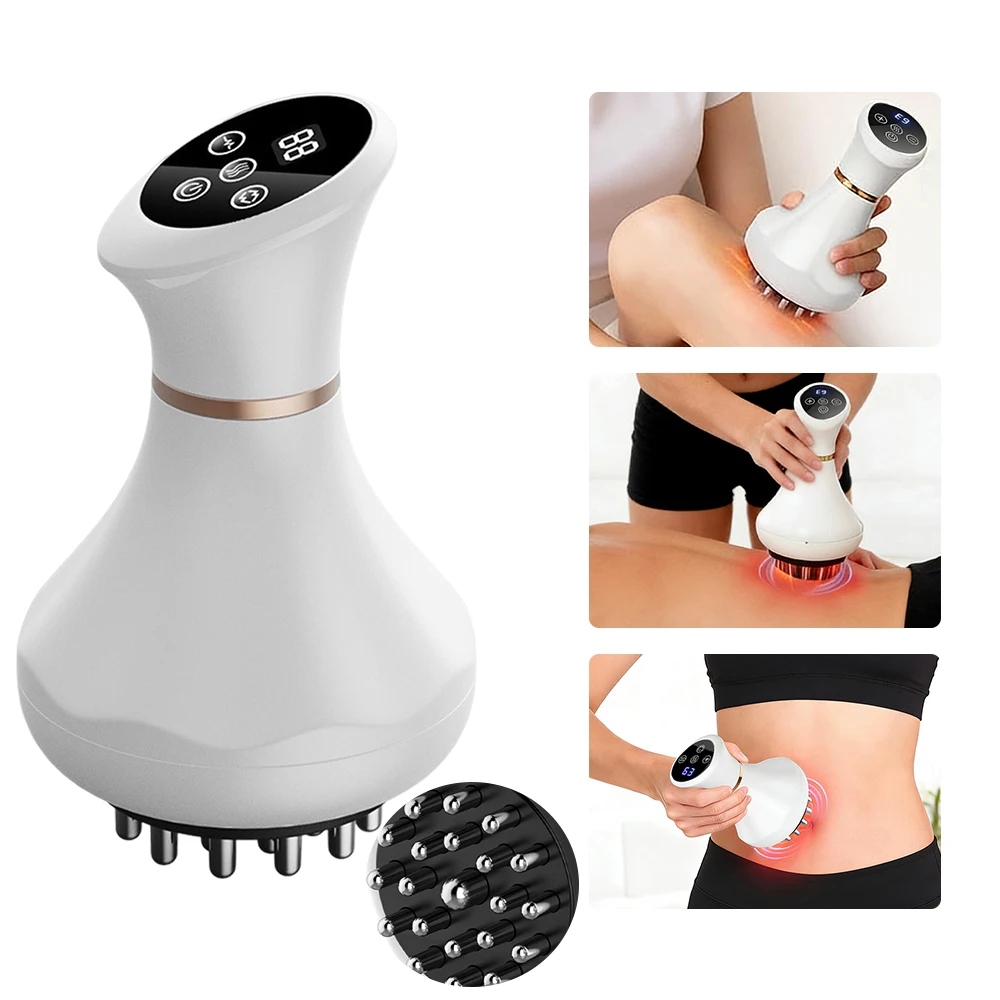 Electric Meridian Brush Vibration GuaSha Body Massager Essential Oil Scraping Cupping Massager for Muscle Relaxation Edema Removal Body Tendon Relax