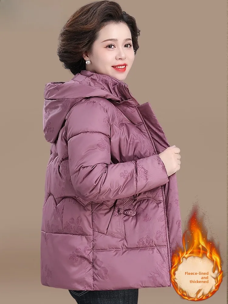 

Новая китайская утепленная хлопковая куртка-пуховик для женщин, теплая зимняя куртка с флисовой подкладкой, осенне-зимняя верхняя одежда для мам