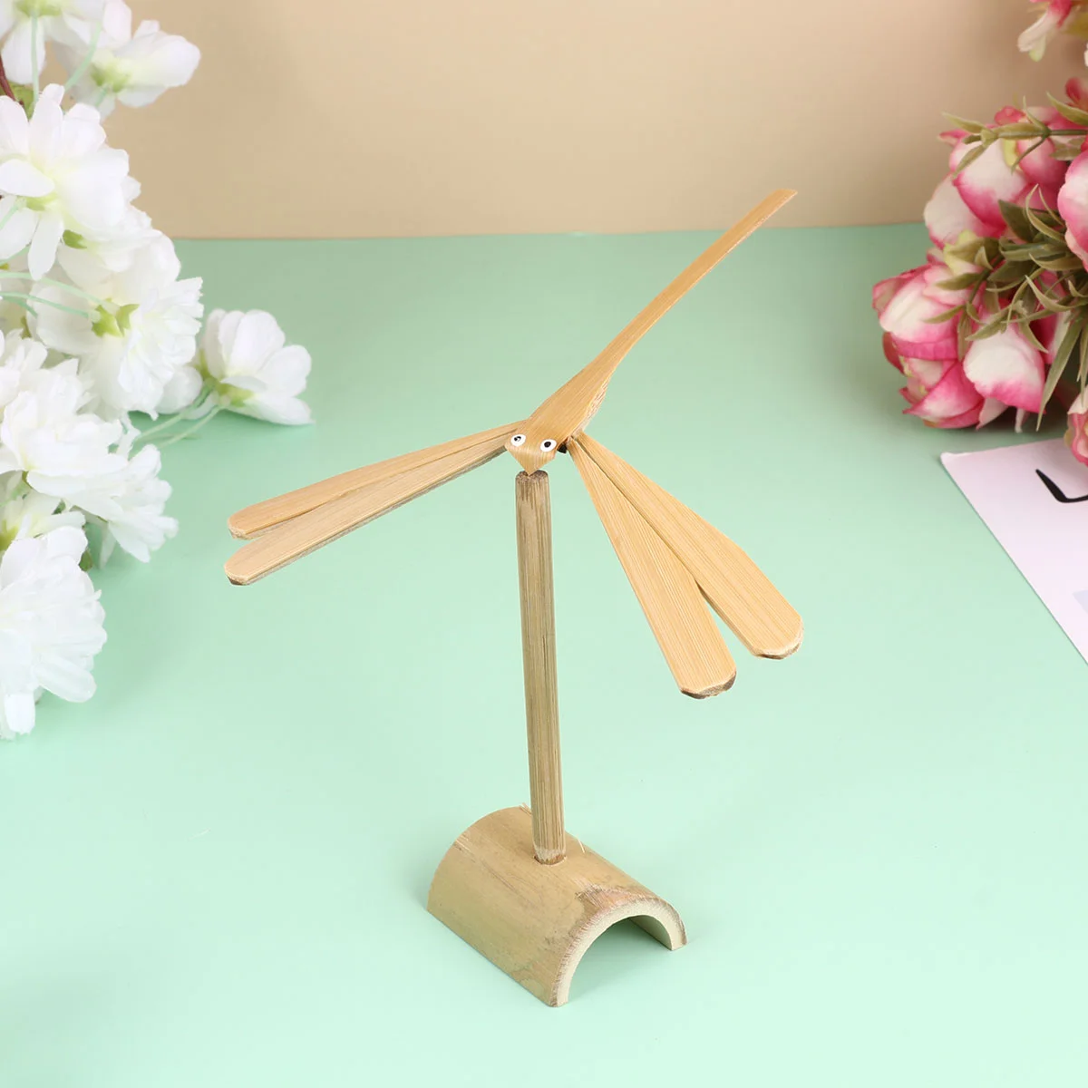 2 PCS Kids Dragonfly Toy Desktop Gravity Decoration Children’s Toys Balance Bamboo Model Manual