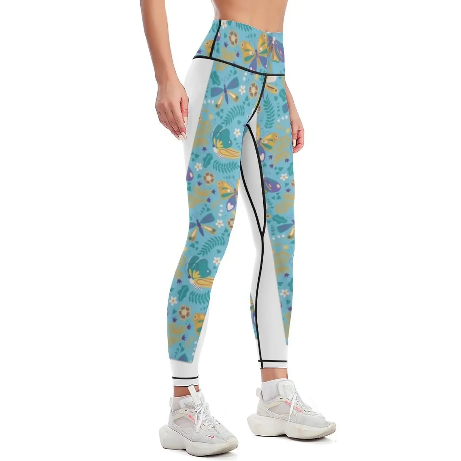 pattern with butterflies and flowers Leggings gym's clothing sport set for fitness gym womans Womens Leggings