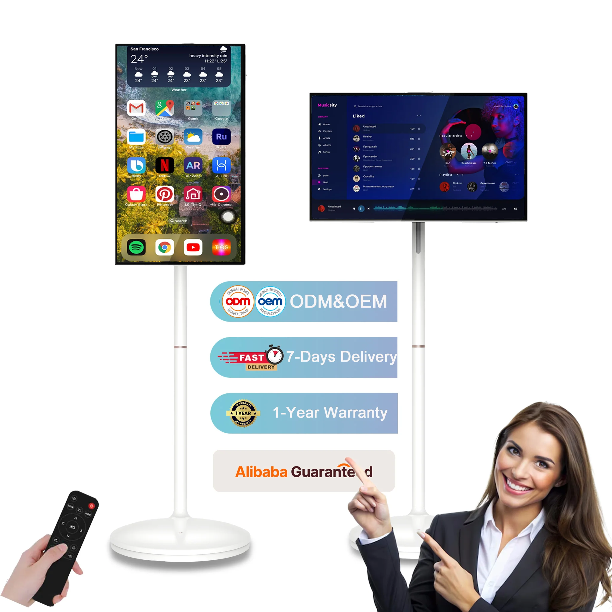 

4K Rechargeable Android Smart Display 32-Inch Touch Screen For Fitness Studio Live Streaming Interactive Mobile TV LED Backlight