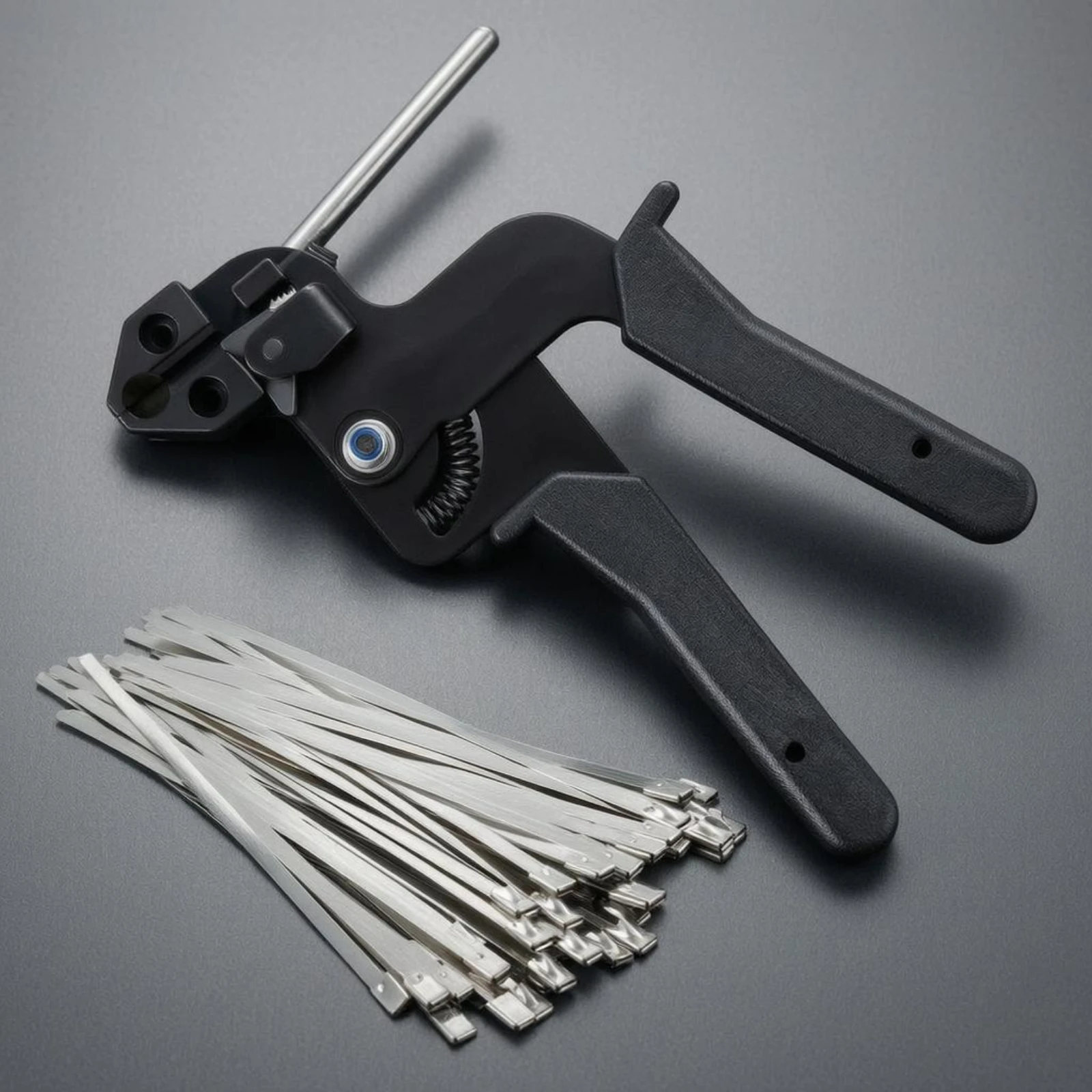 Cable Tie Tensioning Cutter Spring Loaded Manual Cable Tie Tensioner Black Metal Easy Grip view 3