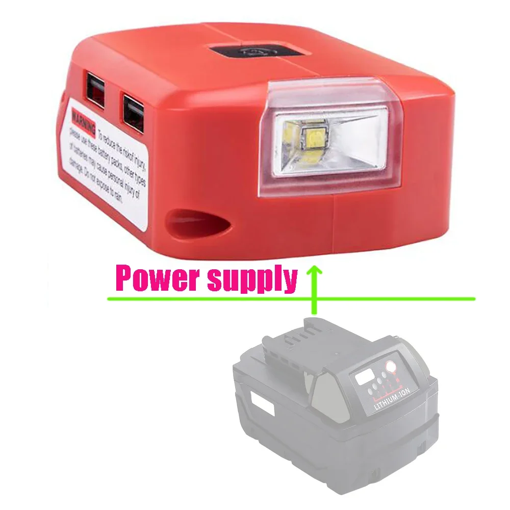 

Adapter LED Light Working Lamp Flashlight Torch USB Mobile Phone Charger DC 12V Output For Milwaukee 18V Li-ion Battery for M18