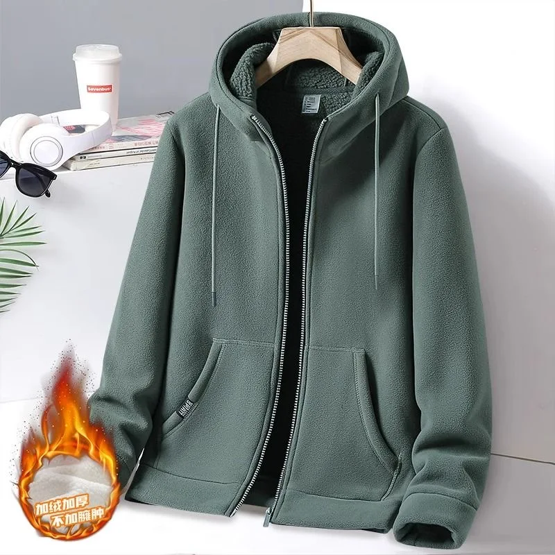 2024 Autumn/Winter New Fashion Trend Solid Color Cashmere Jacket Men's Casual Loose Comfortable Thick Warm High Quality Coat 5XL