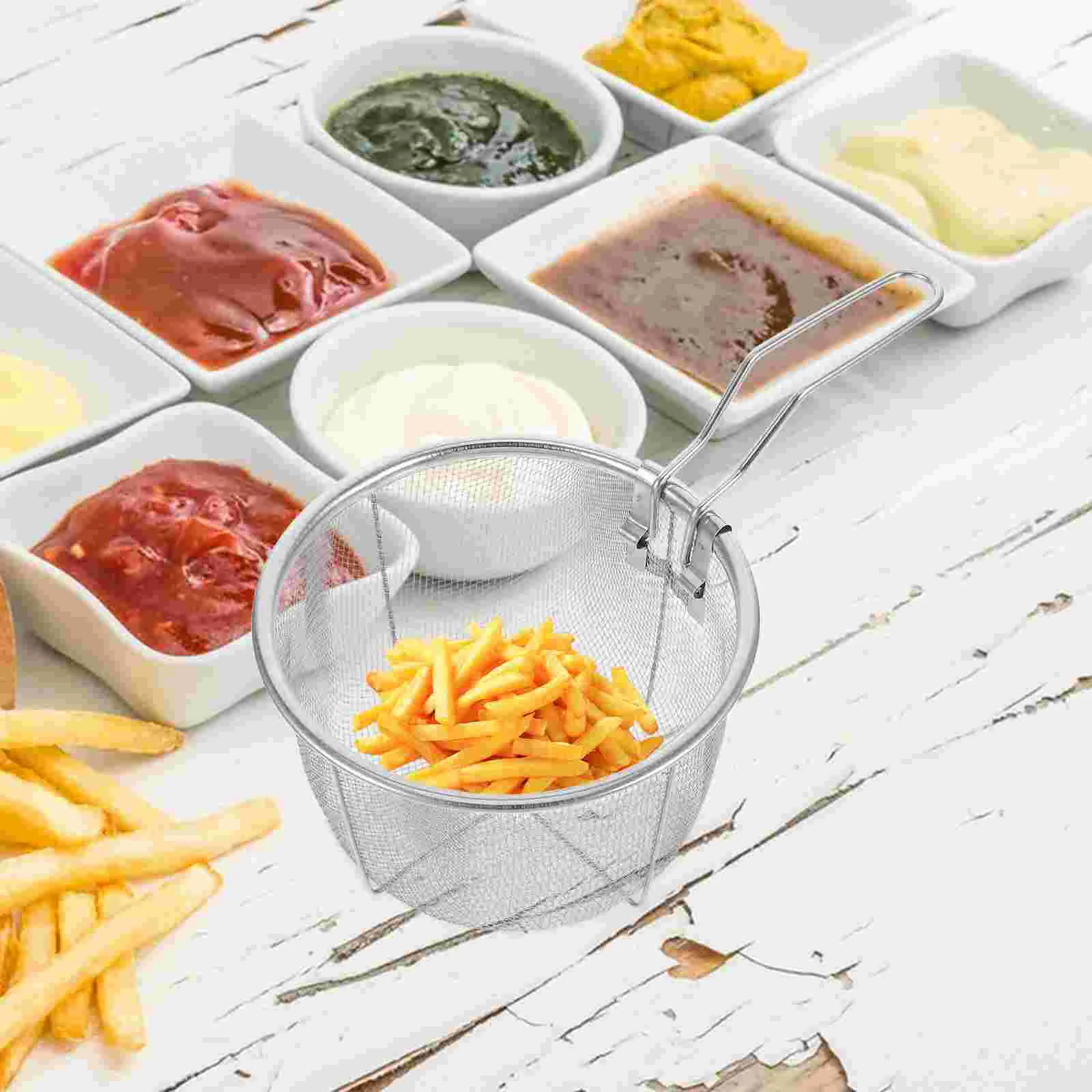 Stainless Steel Frying Basket Lift and Filter Kitchen Gadget Sink High-quality French Fries Cooking Tool Food Fried Oil Drain