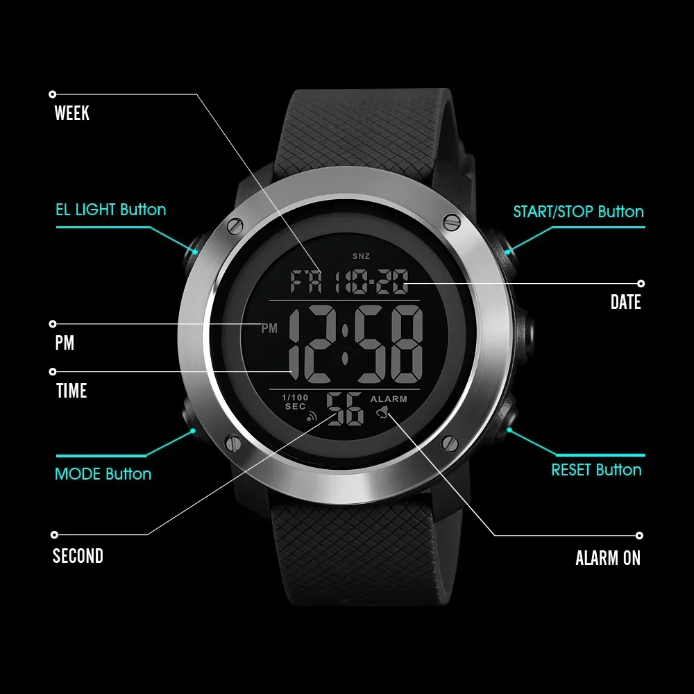 SKMEI 1426  Relogio Masculino Sport Watch Men Luxury Brand 5Bar Waterproof Watches Montre Men Alarm Clock Fashion Digital Watch