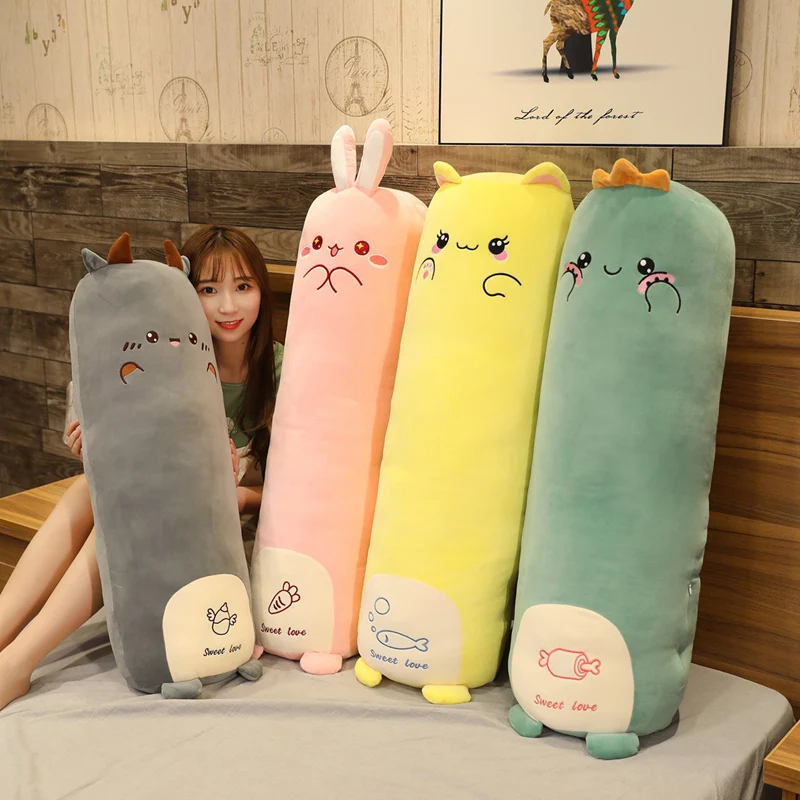 

1pc 70~105CM Cartoon Animal Dinosaur Rabbit Cat Cattle Plush Toys Stuffed Soft Long Sleeping Pillow Dolls Children Birthday Gift