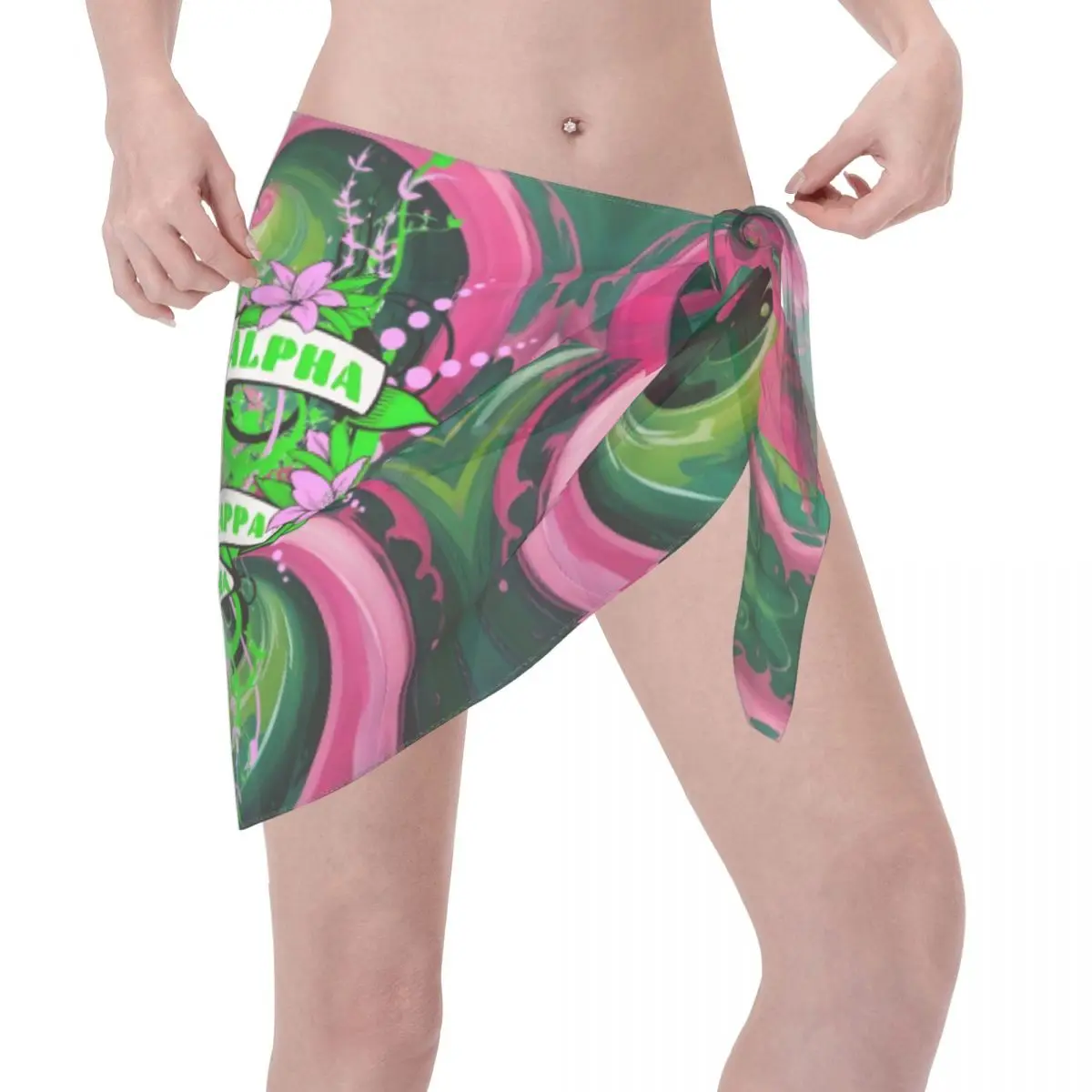 Custom AKA Sorority Short Sarongs Swimsuit Coverup Print Classic Bikini Wrap Sheer Sarong Beach Wrap