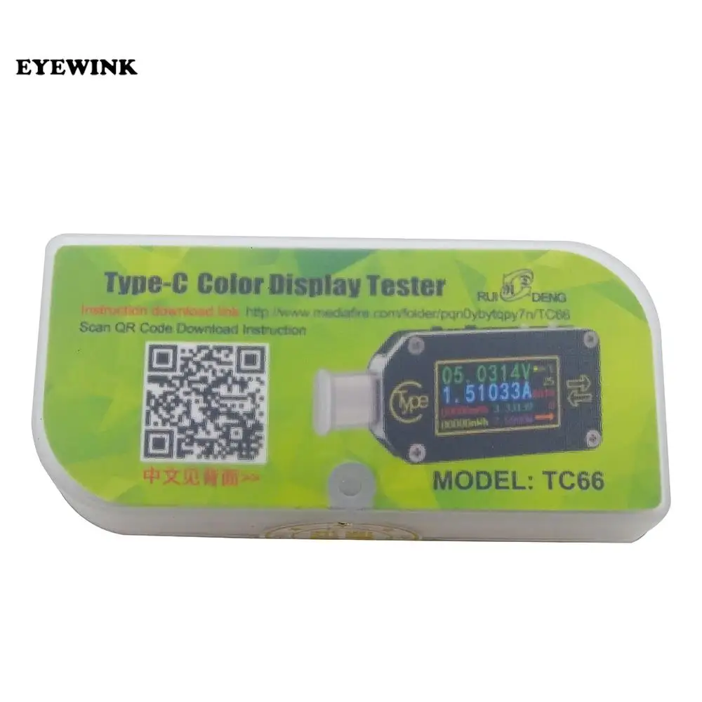 USB Display Tester Type-C Voltmeter Ammeter Voltage Meter Multimeter USB Charger Battery Tester TC66 Fast Charge PD Protocol