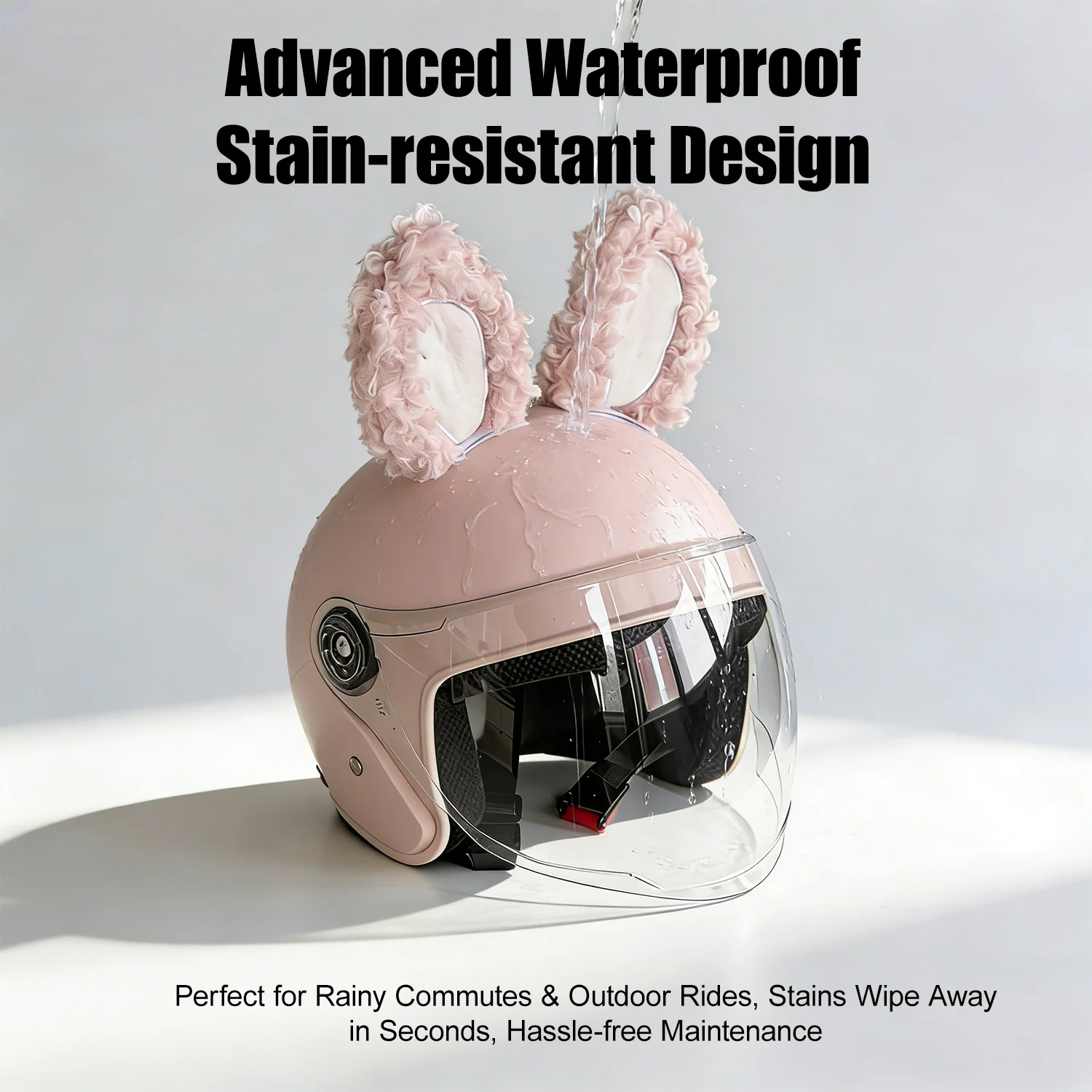 New Pink Helmet with Rabbit Ears Plush Decoration Ski Motorcycle Helmet Decoration Doll Cute Rabbit Ears - view 4