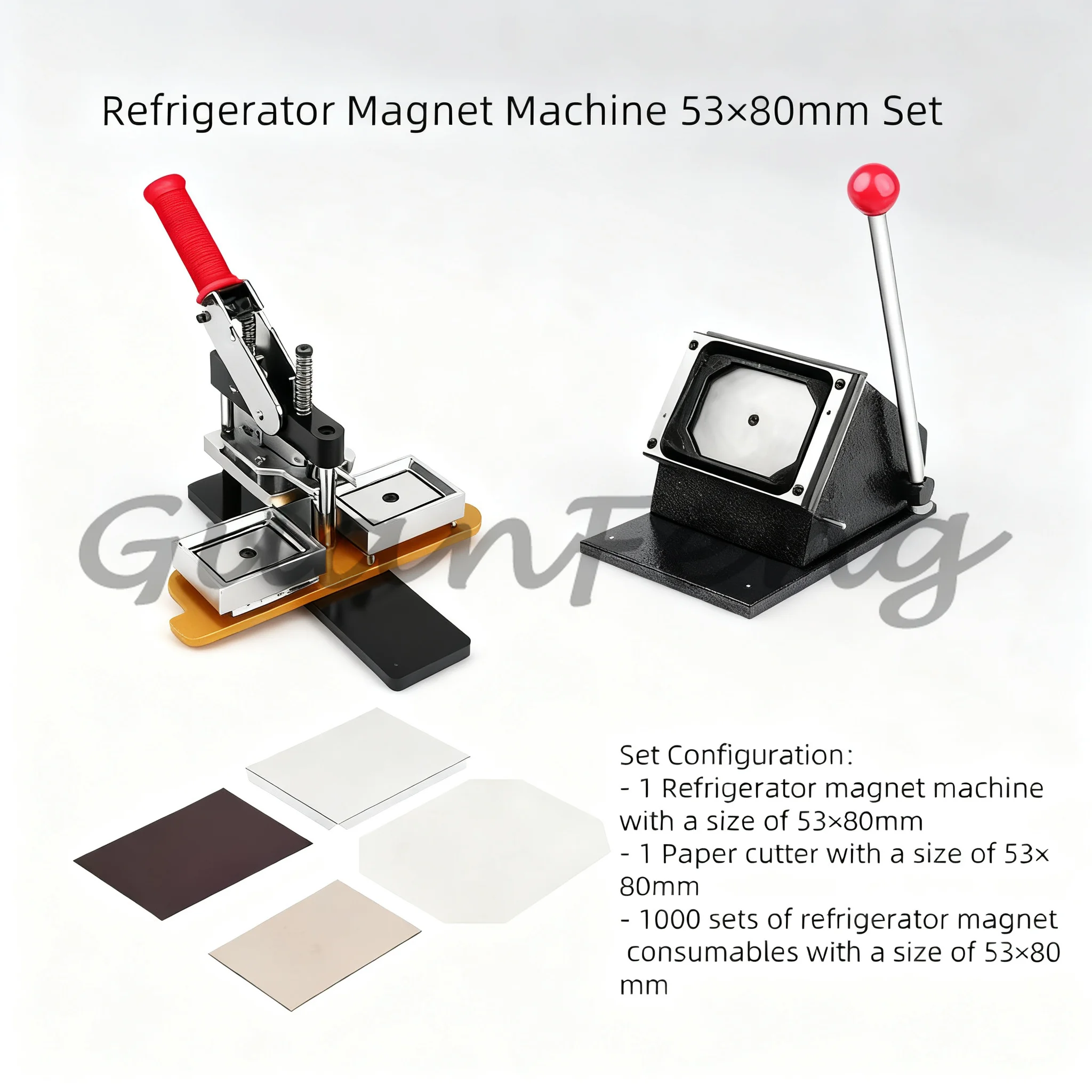 53x80mm Rectangle Button Maker Kit, Manual Hand Press Machine for Custom Photo Fridge Magnets