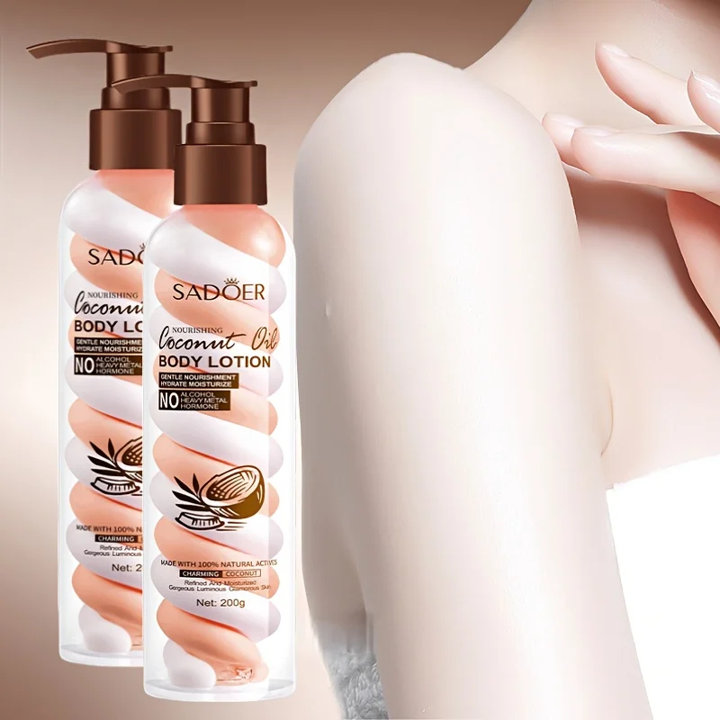 1 Bottle of 200ml Coconut Marshmallow Body Lotion, a Deeply Moisturizing Formula Suitable for All Light Beige Skin Tones, Non-Greasy Moisturizer, Ideal as a Holiday Gift, Suitable for Both Men and Women, for Daily Skincare Routine, with a Stylish Bottle Design and a Glossy Finish.