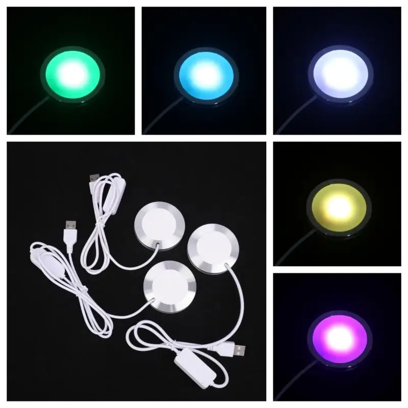 1Pcs For Bamboo Led Light Parts DIY Model Warm White/Multicoour USB Round Ultra-thin Light For Bambu Lab Led Lamp Kit Hardware