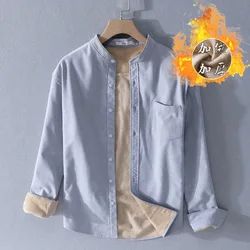 Plus camicia Casual calda da uomo in velluto Youth Self-coltivazione versione coreana giacca da camicia giovanile in cotone addensato con colletto alla coreana