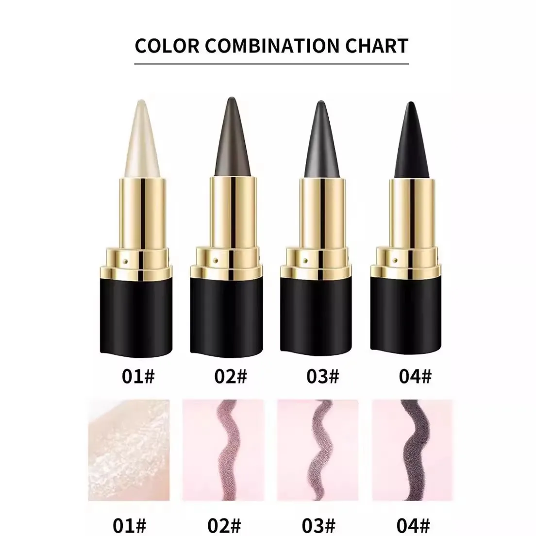 4-kleuren waterdichte eyeliner sneldrogend langdurige eyeliner crème niet-vlekkende eyeliner make-up ogen cosmetica tool.