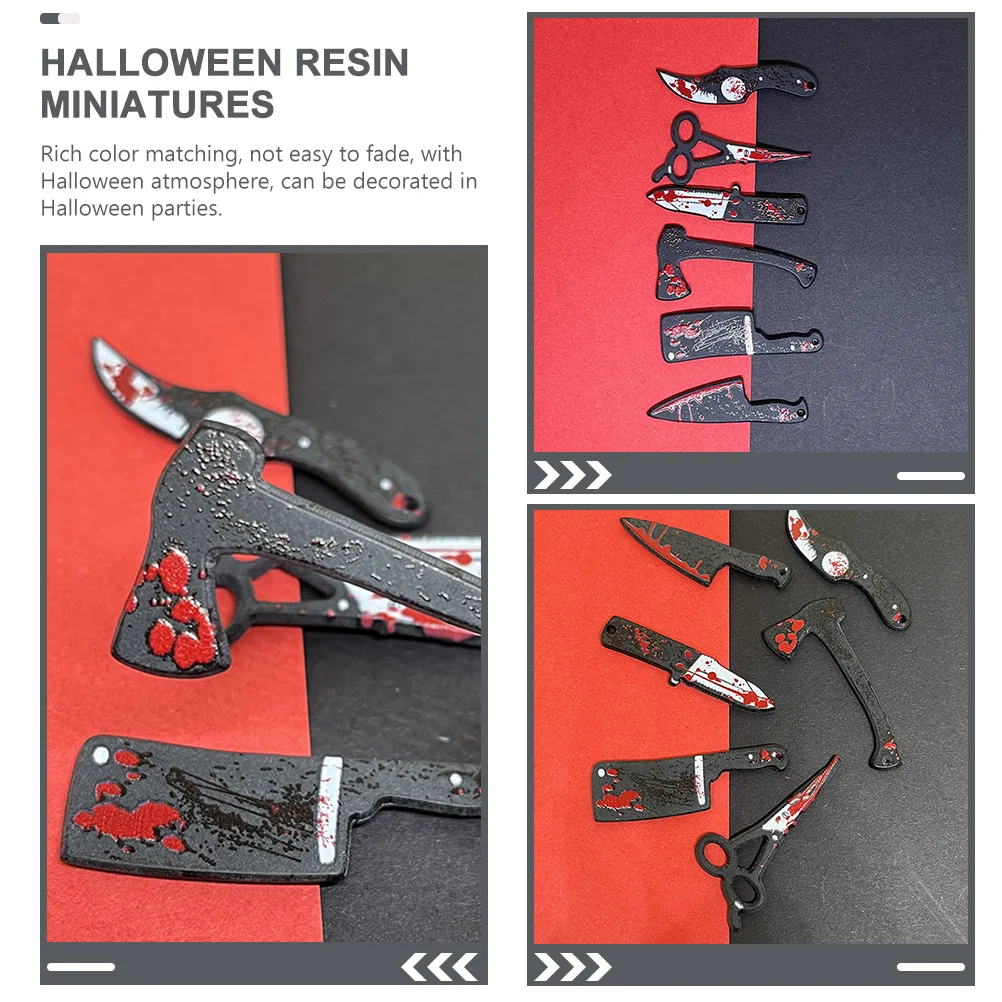 6 stuks poppenhuis miniatuur scène Halloween decoratie grappige rekwisieten 6 stuks Goodie Bag vulstoffen Bloody Tiny