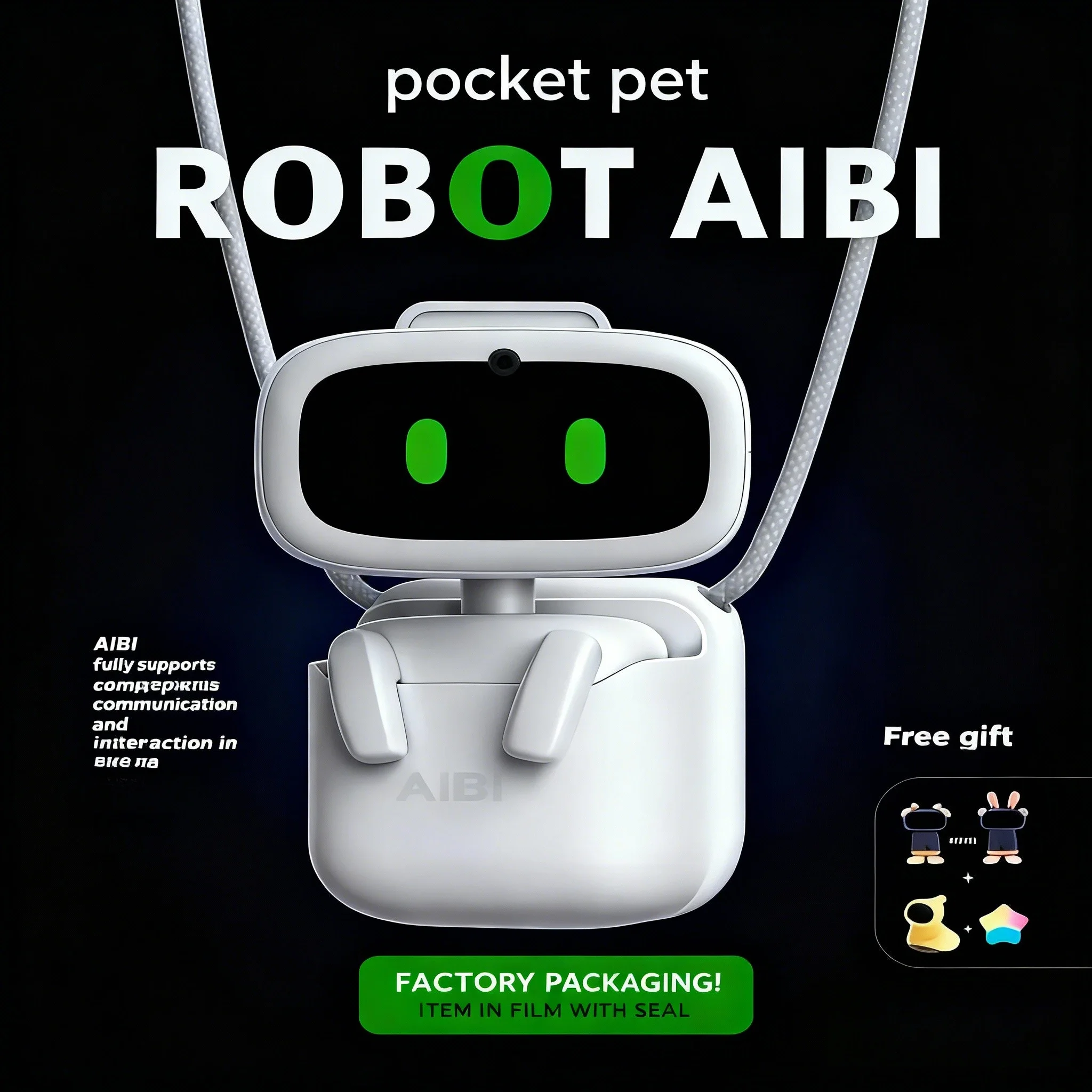 

AIBI Ai Pocket Robot | AI Pet,Bluetooth Wifi Connect,Rotating Camera,GPT Voice Conversation,Small Robot,Pocket Compatible