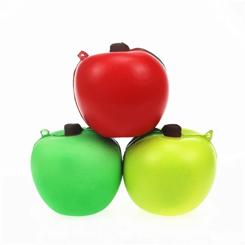 Cute Soft Apple Squishy Slow Rising Original Packaging Ball Chain Kid Color Changing Imitation Fruit Decompression Key Chain Toy