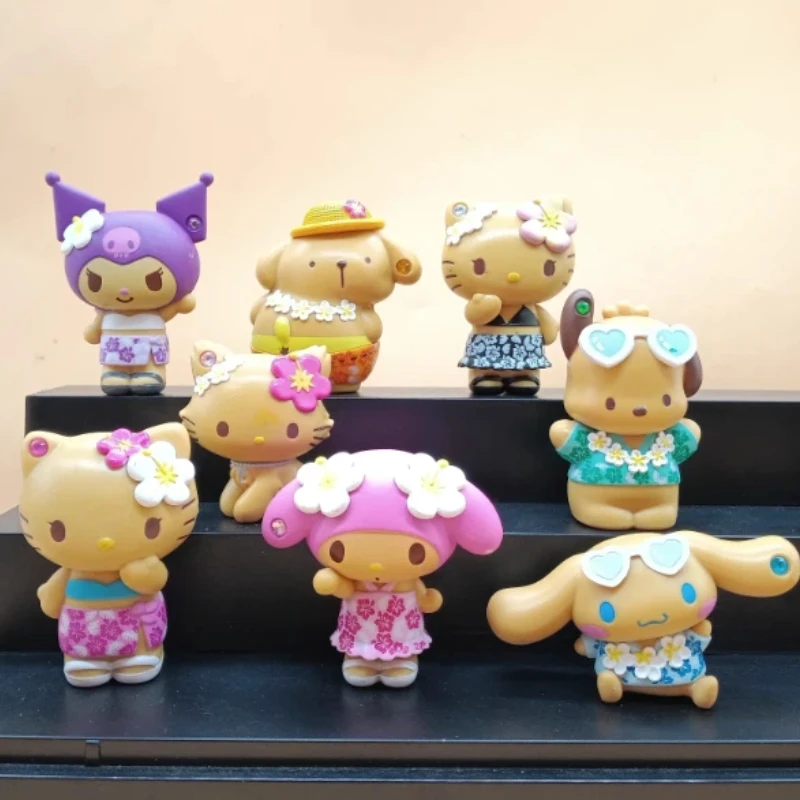 

New Kt Cat Black Leather Series Blind Box Sparkling Water Diamond Jade Guigou Handmade Desktop Ornament Birthday Gift For Girls