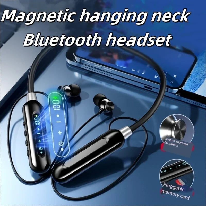 Magnetic Sport TWS Earbuds Wireless Blutooth Headset with Mic Neckband Neck-hanging Wireless Headphones 9D Bluetooth Earphones