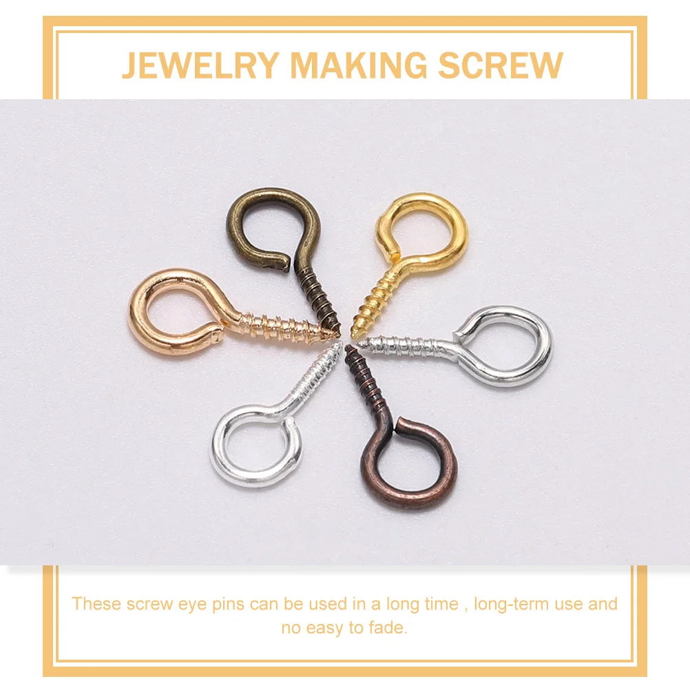 

600pcs Horn Self-Tapping Eye Bolt Hooks Pendant Eye Clasp Hook Pin Screw Metal DIY Alloy Thread Rustproof Storage Box Jewelry