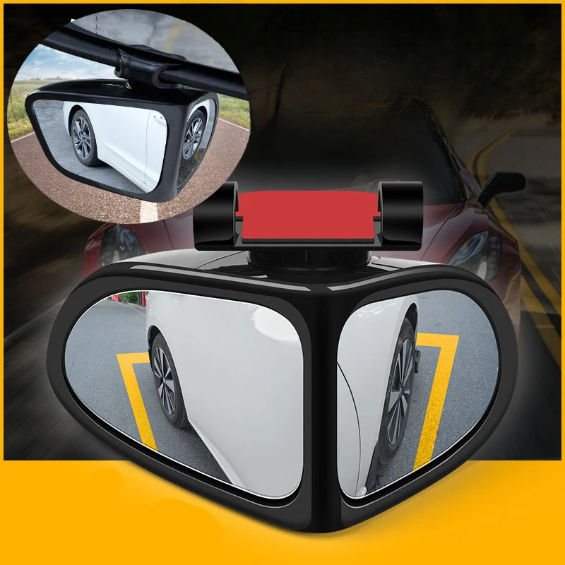 Car Rearview Mirror Blind Spot Mirror Front and Rear Wheels 360° Adjustable Wideangle Blind Spot Reflective Reversing