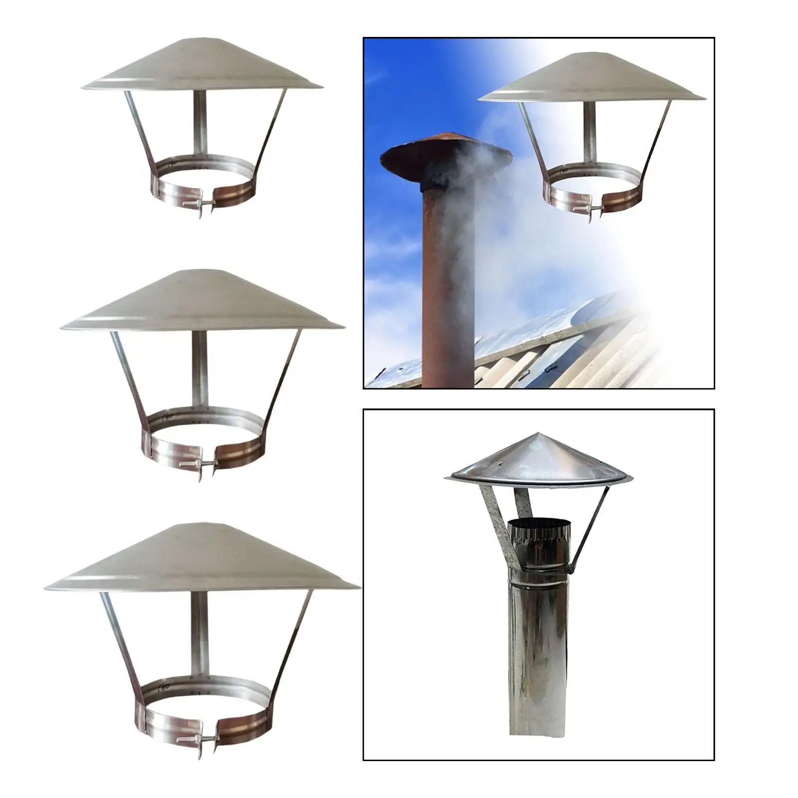 Chimney Caps Flue Rain Cap Stainless Steel Breathable Durable Roof Protector