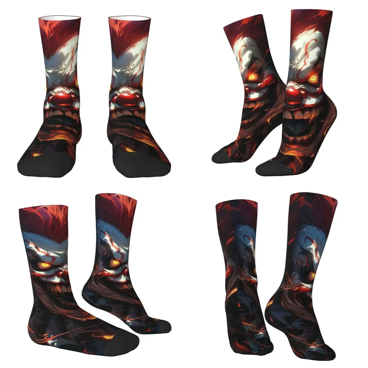 

Носки с принтом клоуна ужасов, впитывающие пот чулки в стиле Харадзюку, всесезонные длинные носки, аксессуары для мужчин и женщин, рождественские подарки