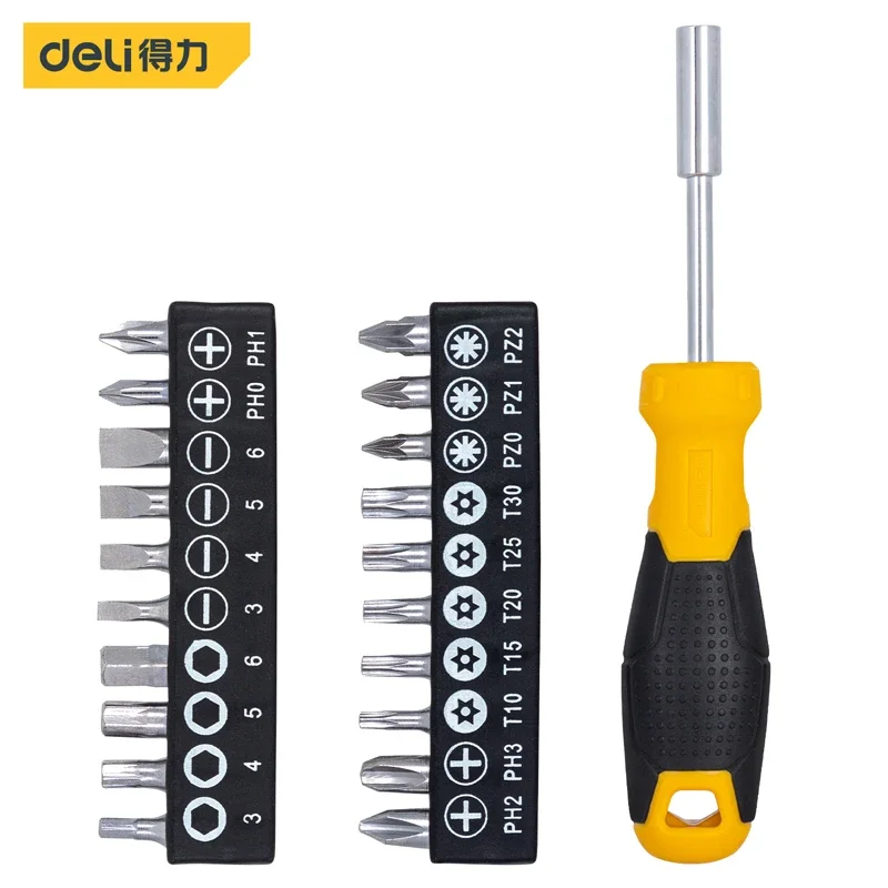 Deli High Precision Screwdriver Set Slotted/Phillips/Torx/Pozidriv Bit Screw Driver Kits Electrician Portable Repair Hand Tools