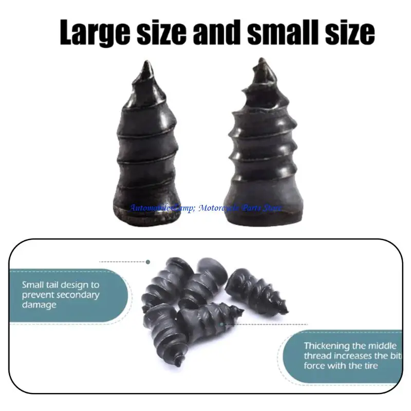 H7BD 60Pcs Reliable Tire Puncture Rubber Nails With Practical Screwdriver Included