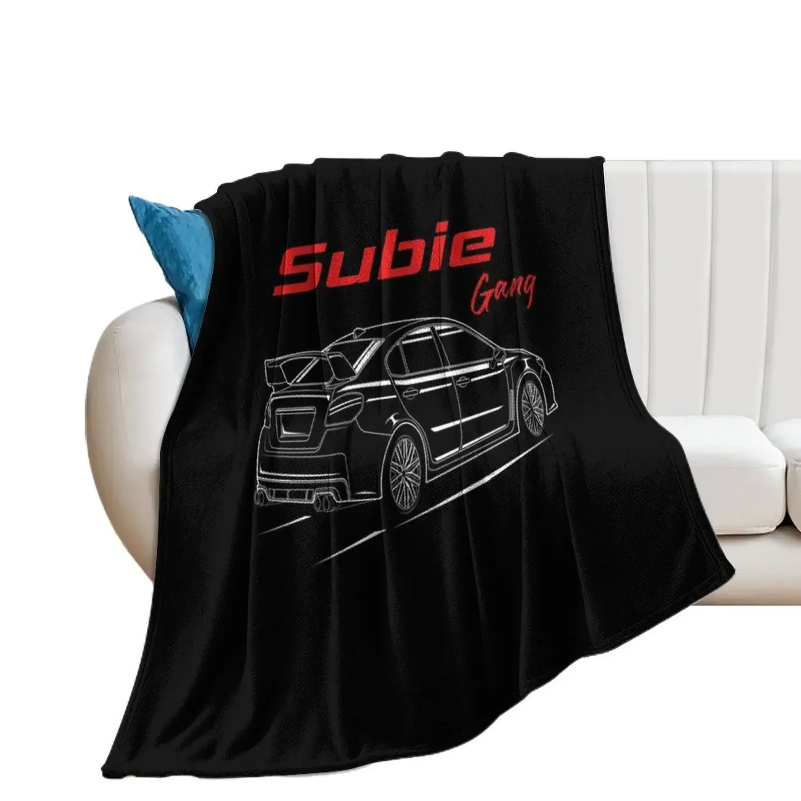 Subie gang back Text line ( white print ) Throw Blanket Thin Stuffeds Blankets