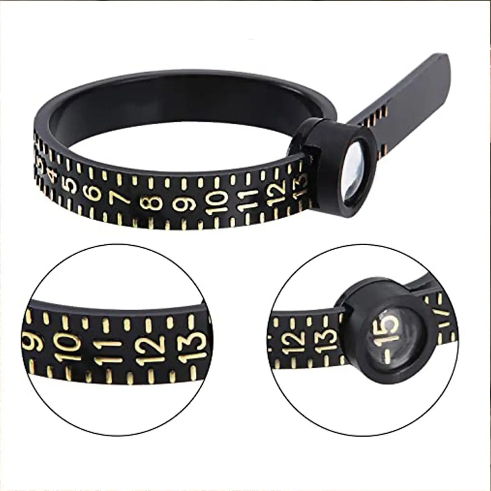 Черный/белый цвет, размер кольца, линейка, кольцо, измерительная лента, кольцо, измерительный инструмент, кольцевая катушка, фильтр размера пальца с увеличительным стеклом