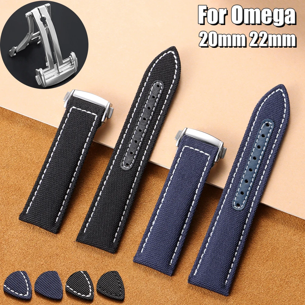 Canvas Nylon Watch Strap for Omega Seamaster 300 Women Men's Sport Bracelets for Speedmaster 20mm 22mm High Quality Watchband