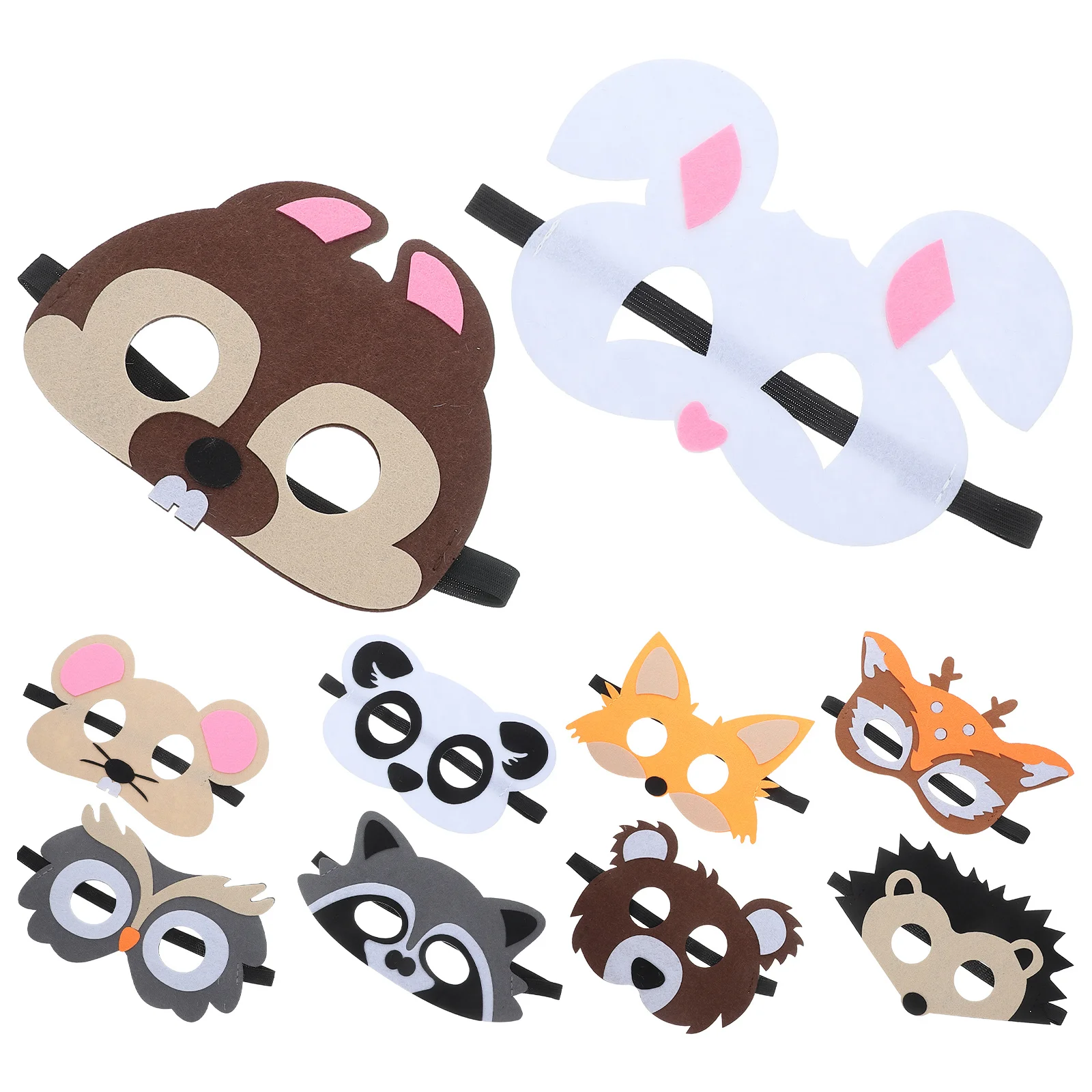 Felt Animal Masks for Kids 10 Pcs Cartoon Jungle Party Decorations Birthday Theme Photo Props Baby Shower Supplies