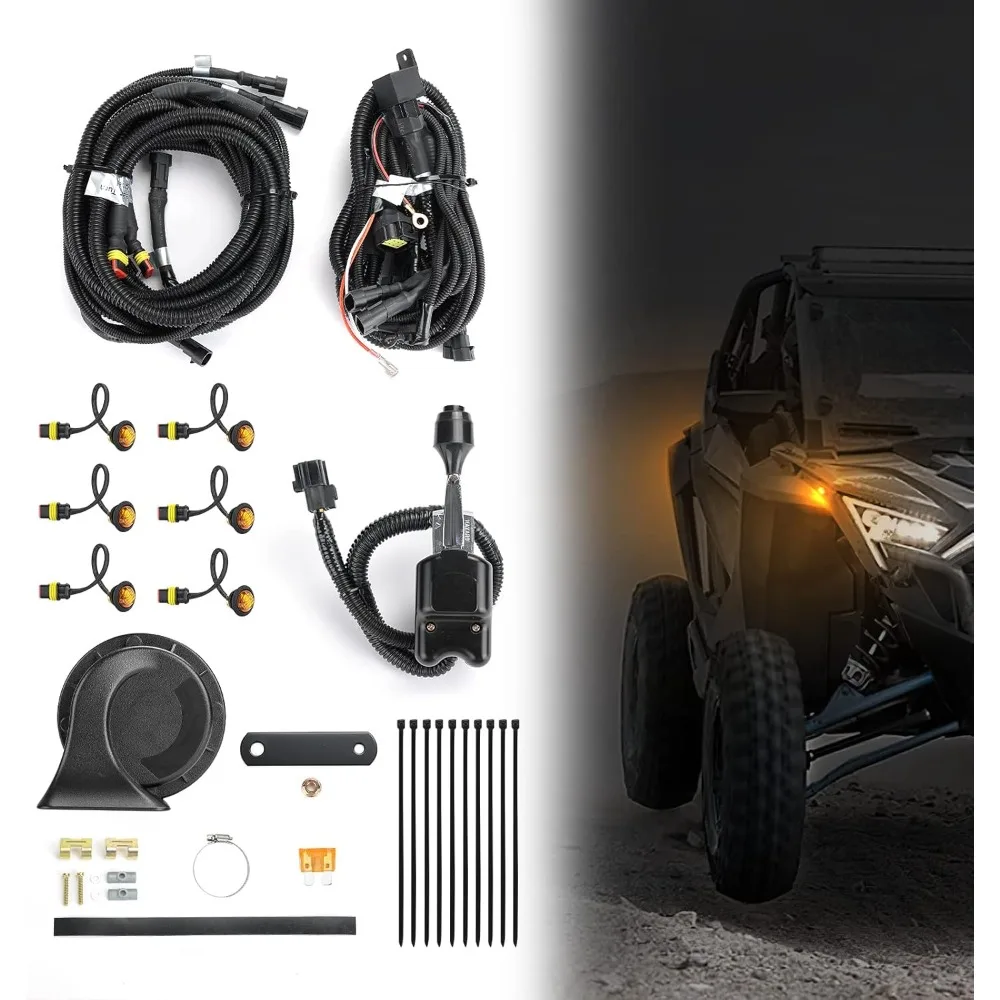 UTV Turn Signal Kit, Universal Turn Signal with Column Turn Switch and 105D Horn with Button